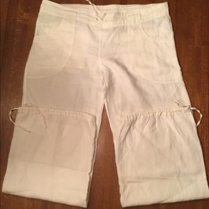 Off-White Linen H&M Flowy Pants, Size L